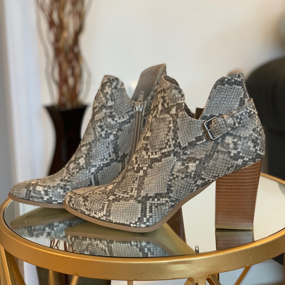 Snakeskin Print Ankle Boots